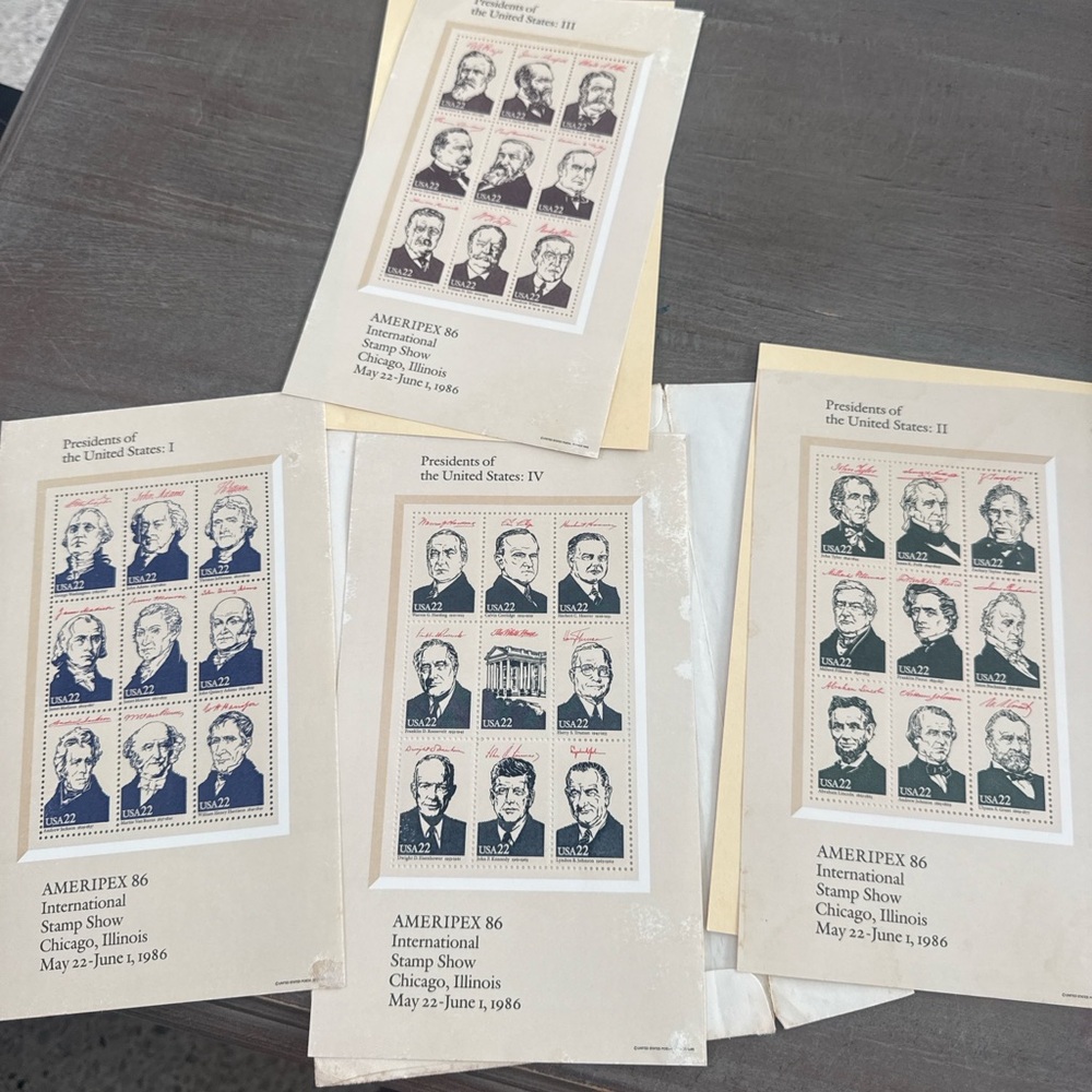 AMERIPEX 86 Presidential Stamp Sheets